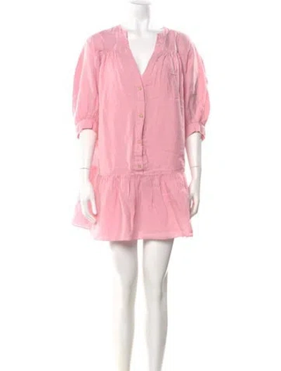 Pre-owned Sandro Linen Mini Dress In Pink