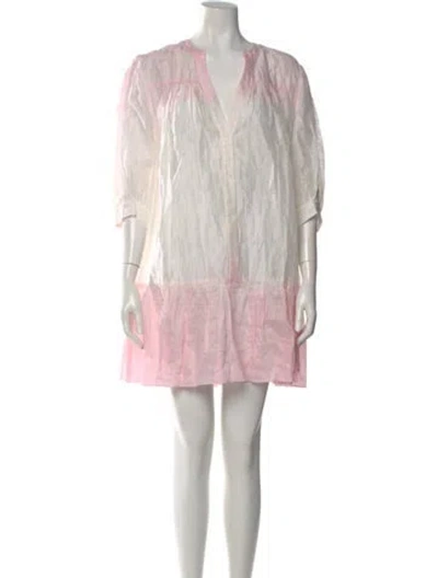 Pre-owned Sandro Linen Mini Dress In Pink