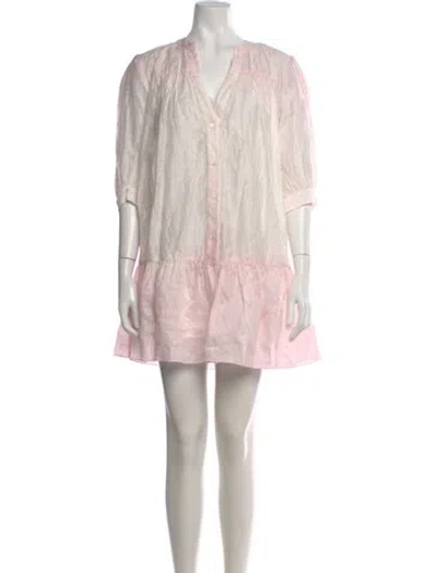 Pre-owned Sandro Linen Mini Dress In Pink