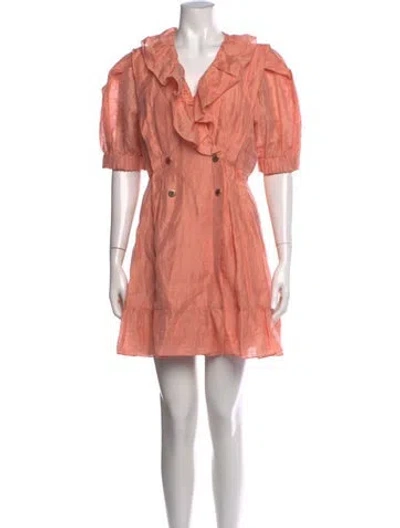 Pre-owned Sandro Linen Mini Dress In Pink