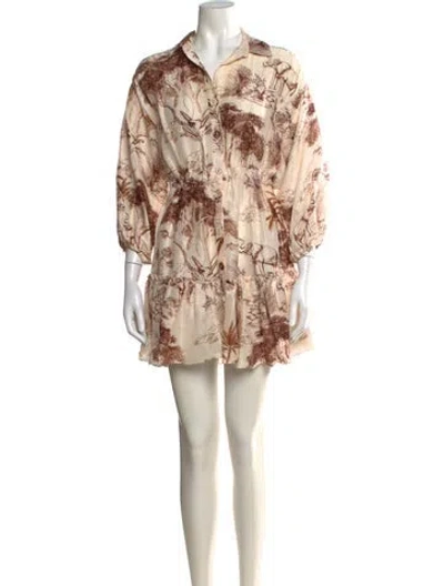 Pre-owned Sandro Linen Mini Dress In Pink