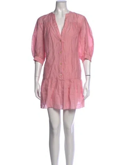 Pre-owned Sandro Linen Mini Dress In Pink