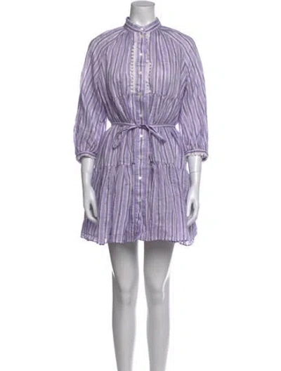 Pre-owned Sandro Linen Mini Dress In Purple