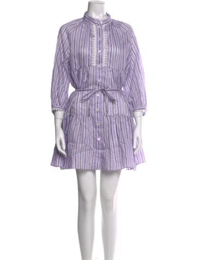 Pre-owned Sandro Linen Mini Dress In Purple