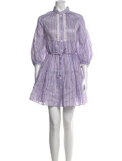 Pre-owned Sandro Linen Mini Dress In Purple