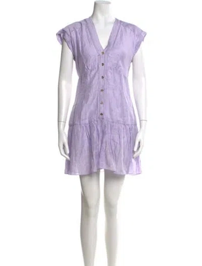 Pre-owned Sandro Linen Mini Dress In Purple