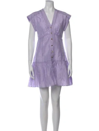Pre-owned Sandro Linen Mini Dress In Purple