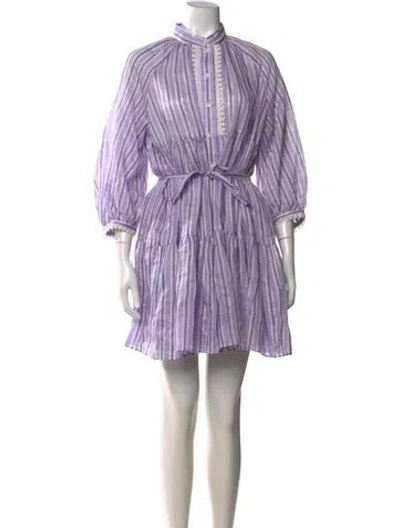 Pre-owned Sandro Linen Mini Dress In Purple