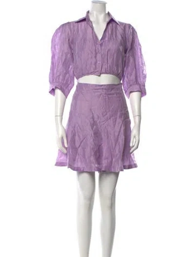 Pre-owned Sandro Linen Mini Dress In Purple