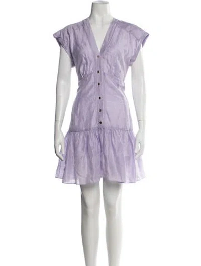 Pre-owned Sandro Linen Mini Dress In Purple