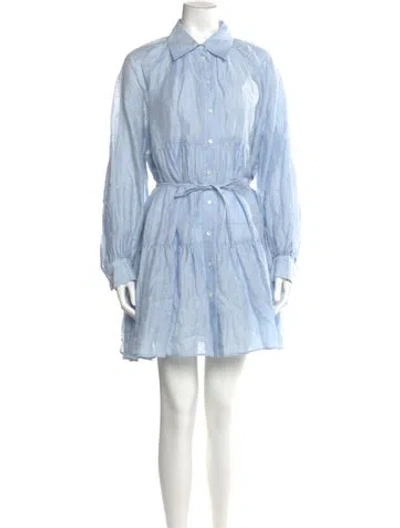 Pre-owned Sandro Linen Mini Dress W/ Tags In Blue