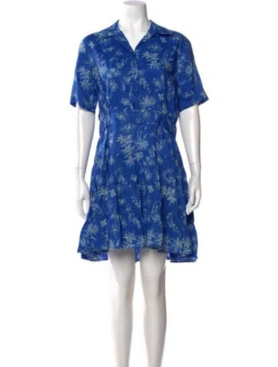 Pre-owned Sandro Linen Mini Dress W/ Tags In Blue