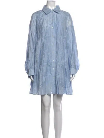 Pre-owned Sandro Linen Mini Dress W/ Tags In Blue