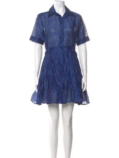 Pre-owned Sandro Linen Mini Dress W/ Tags In Blue