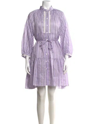 Pre-owned Sandro Linen Mini Dress W/ Tags In Purple
