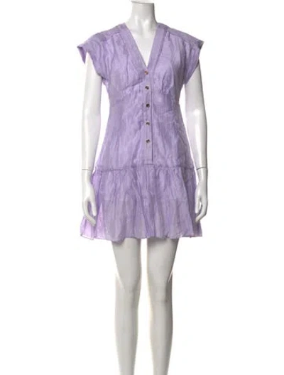 Pre-owned Sandro Linen Mini Dress W/ Tags In Purple