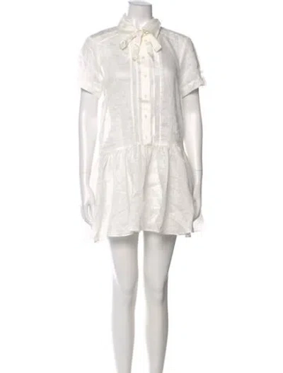 Pre-owned Sandro Linen Mini Dress W/ Tags In White