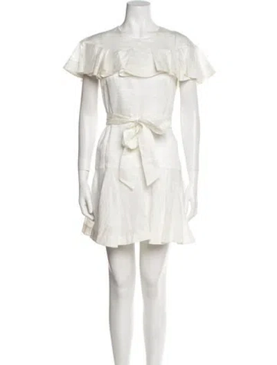 Pre-owned Sandro Linen Mini Dress In White