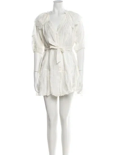 Pre-owned Sandro Linen Mini Dress In White