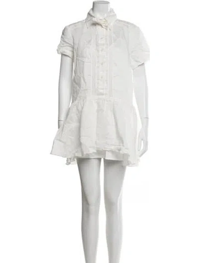 Pre-owned Sandro Linen Mini Dress In White