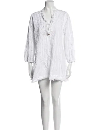 Pre-owned Sandro Linen Mini Dress In White