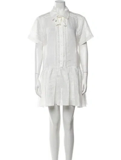Pre-owned Sandro Linen Mini Dress In White