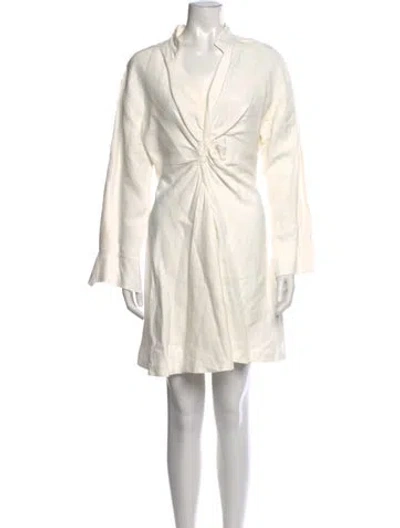 Pre-owned Sandro Linen Mini Dress In White