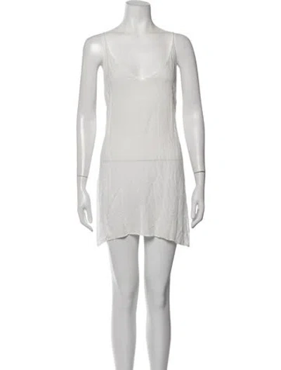 Pre-owned Sandro Linen Mini Dress In White