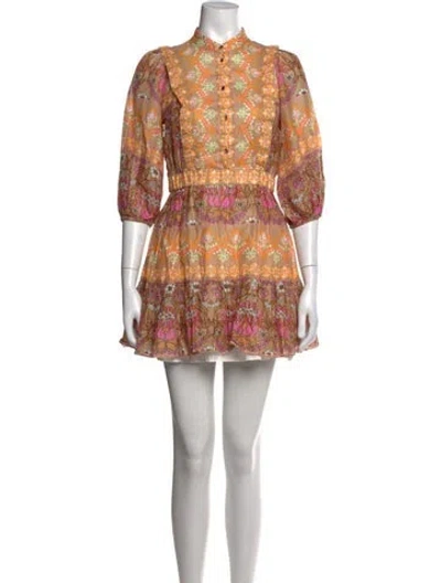 Pre-owned Sandro Linen Mini Dress In Yellow