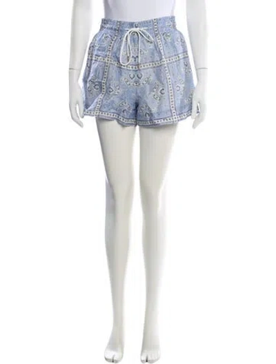 Pre-owned Sandro Linen Mini Shorts In Blue