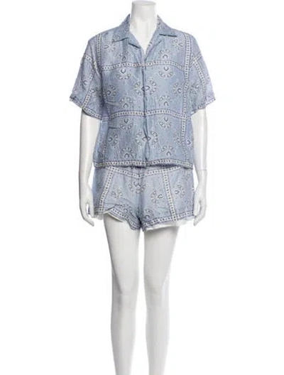 Pre-owned Sandro Linen Mini Shorts In Blue
