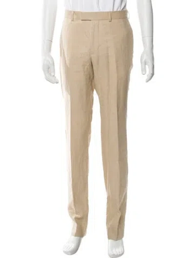 Pre-owned Sandro Linen Pants W/ Tags In Neutral
