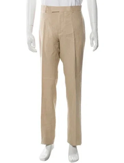 Pre-owned Sandro Linen Pants W/ Tags In Neutral