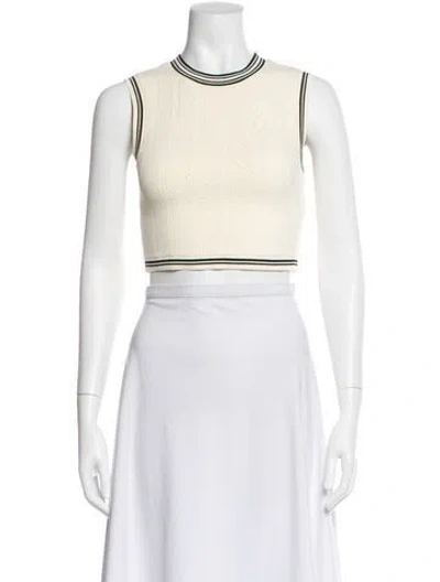 Pre-owned Sandro Linen Patterned Crop Top In Yellow