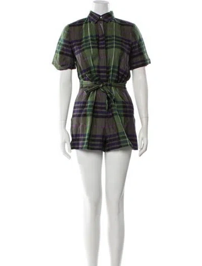 Pre-owned Sandro Linen Plaid Print Romper