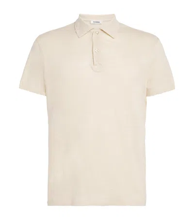 Sandro Linen Polo Shirt In Beige