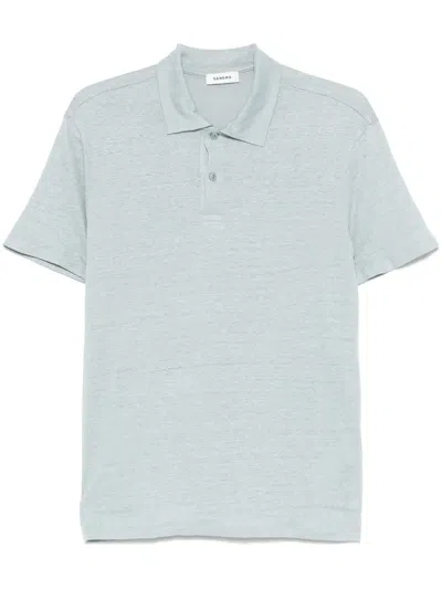 Sandro Linen Polo Shirt In Blue