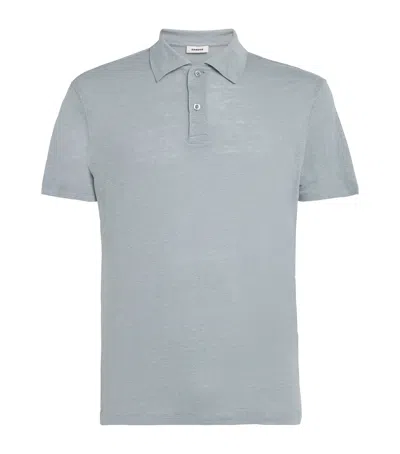 Sandro Linen Polo Shirt In Blue