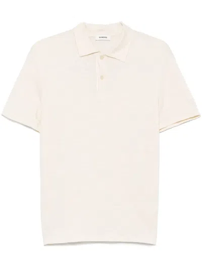 Sandro Linen Polo Shirt In Neutral