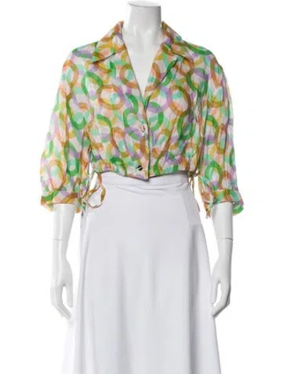 Pre-owned Sandro Linen Printed Blouse In White