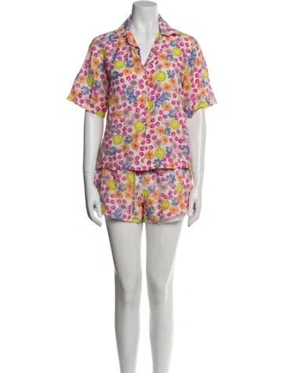 Pre-owned Sandro Linen Printed Short Set In Neutral