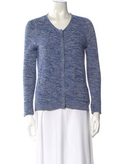 Pre-owned Sandro Linen Scoop Neck Sweater In Blue