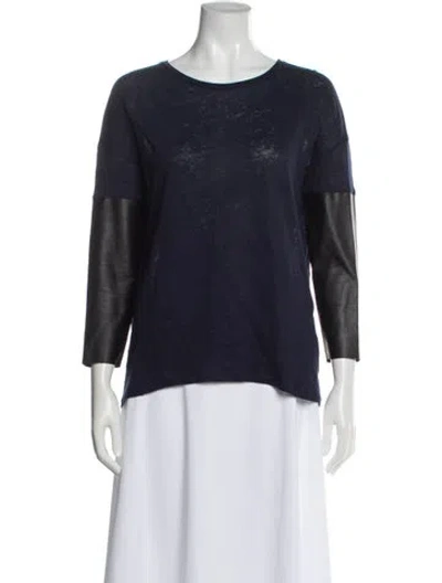 Pre-owned Sandro Linen Scoop Neck Sweater In Blue