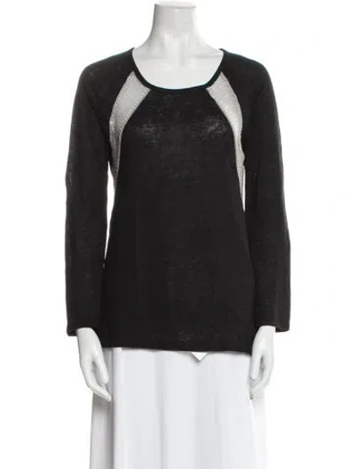 Pre-owned Sandro Linen Scoop Neck Top In Black