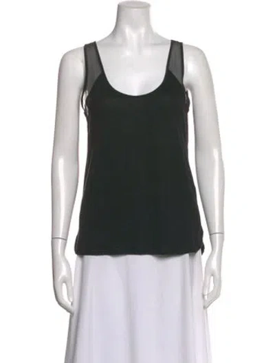 Pre-owned Sandro Linen Scoop Neck Top In Black