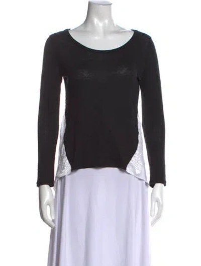Pre-owned Sandro Linen Scoop Neck Top In Black