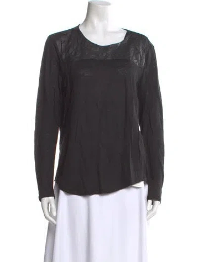 Pre-owned Sandro Linen Scoop Neck T-shirt In Black