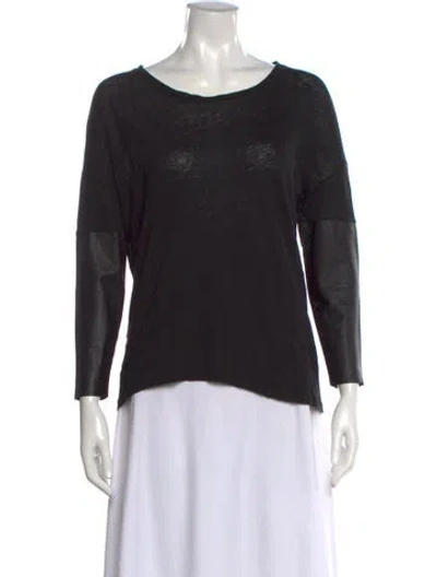 Pre-owned Sandro Linen Scoop Neck T-shirt In Black