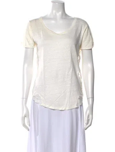 Pre-owned Sandro Linen Scoop Neck T-shirt In Neutral