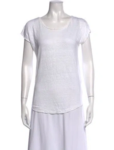Pre-owned Sandro Linen Scoop Neck T-shirt In Neutrals